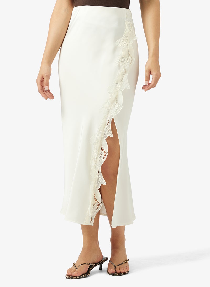 Ginger Satin Lace Detail A Line Skirt - Image 1